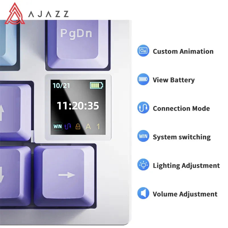 AJAZZ AK820 Pro Gaming Mechanical Keyboard 75% Wireless Bluetooth RGB Hot-Swappable Mechanical Keyboard with Volume Knob for PC, Mac & Laptop