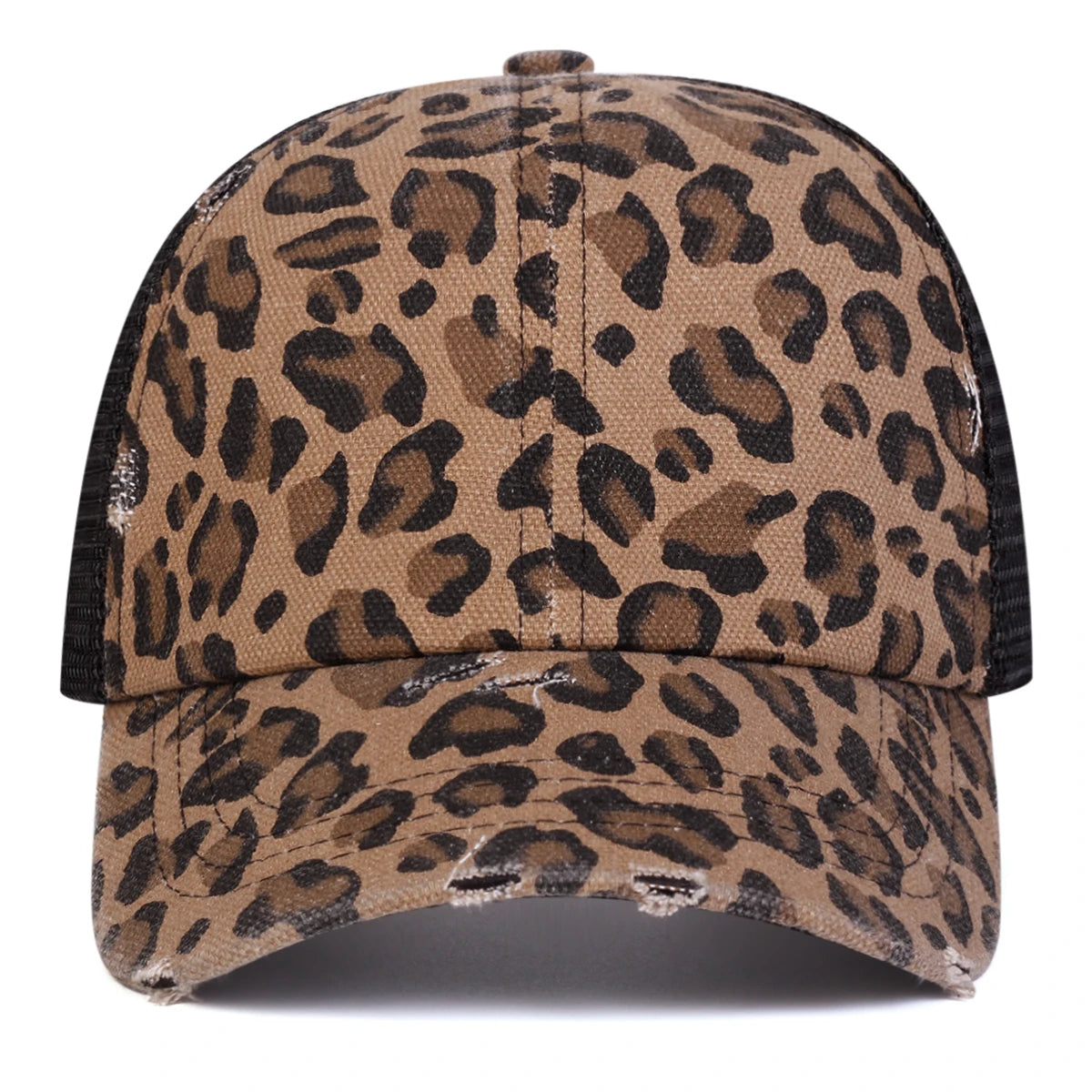Unisex Leopard Print Hole Embroidery Baseball Net Caps Spring Autumn Outdoor Adjustable Casual Hats Sunscreen Hat Sports Cap