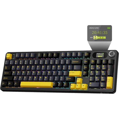 ATTACK SHARK X98 RGB Wireless Mechanical Keyboard,LED Smart Display&Knob, Hot Swappable,Pre-lubed Linear Switches
