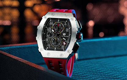 TSAR BOMBA Neue TB8204 Uhr für Herren, Japanisches Quarz-Chronographenwerk, 50M wasserdichte Armbanduhr, modische Sportuhr, luxuriöses Geschenk für Herren