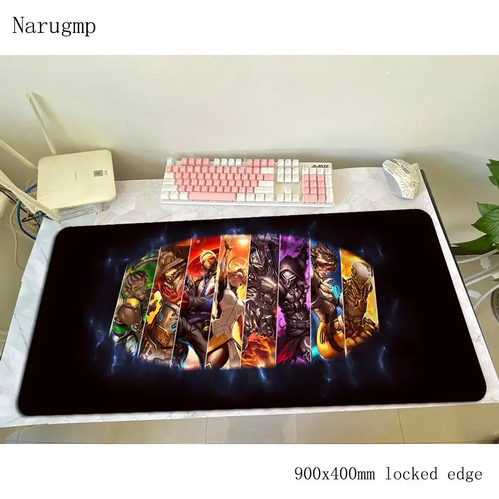 Tappetino mouse Overwatch regalo di compleanno, tappetino per computer 900x400x3mm, mousepad gaming grande, tappetino per mouse e tastiera per giochi PC gamer da scrivania