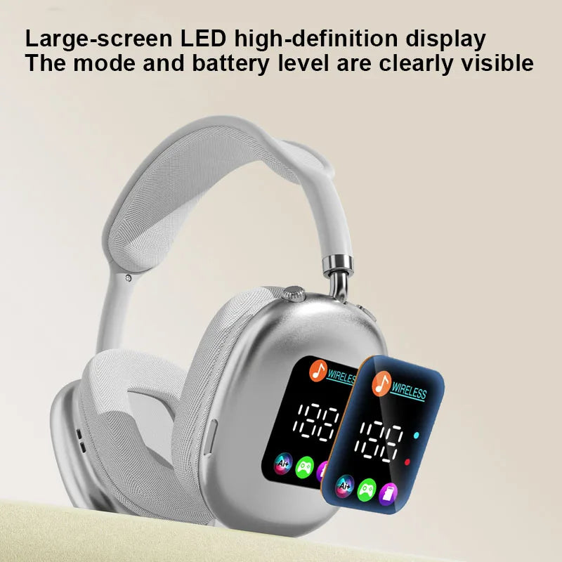 MAX600 Wireless Bluetooth 5.3 Head-Mounted Headset with Digital Display, Card Reader, Bone Conduction Neckband Headphones with Noise Cancelling