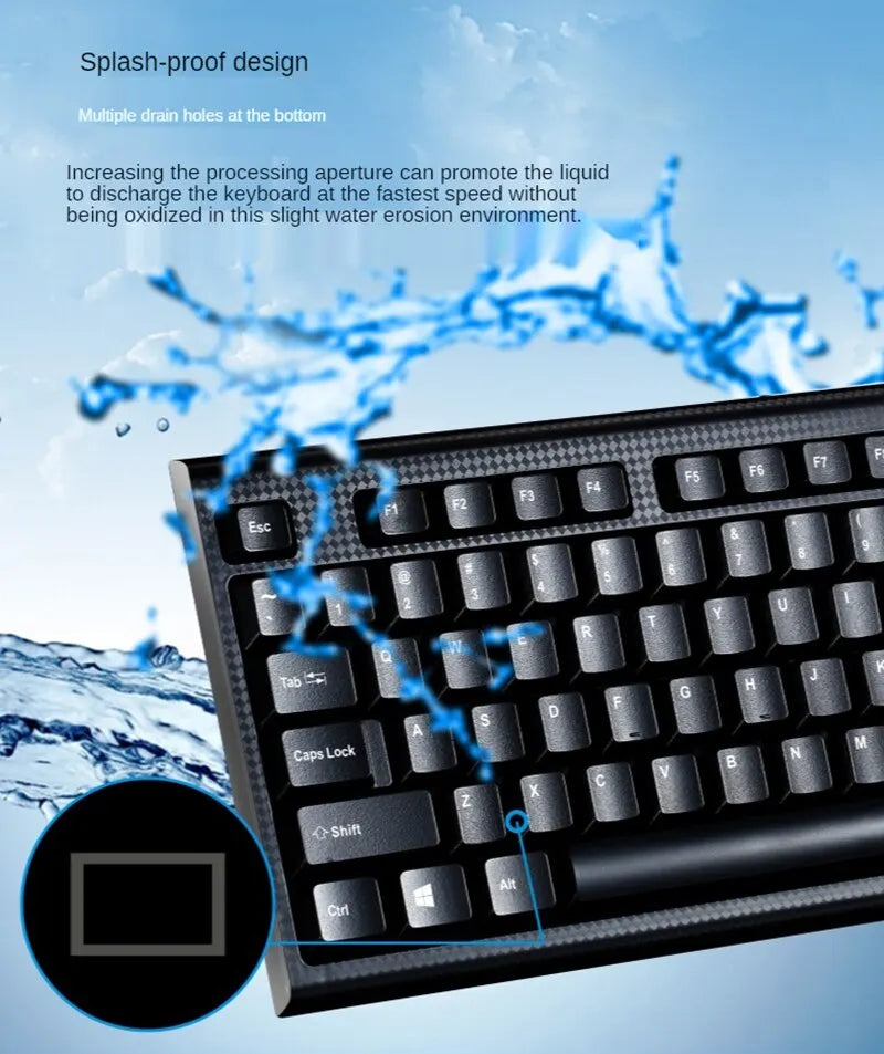 Q9 Einzeltastatur USB, quadratischer Anschluss, für Business, Büro und Zuhause, PS2-Rundanschluss, kabelgebunden, für Desktop-Computer