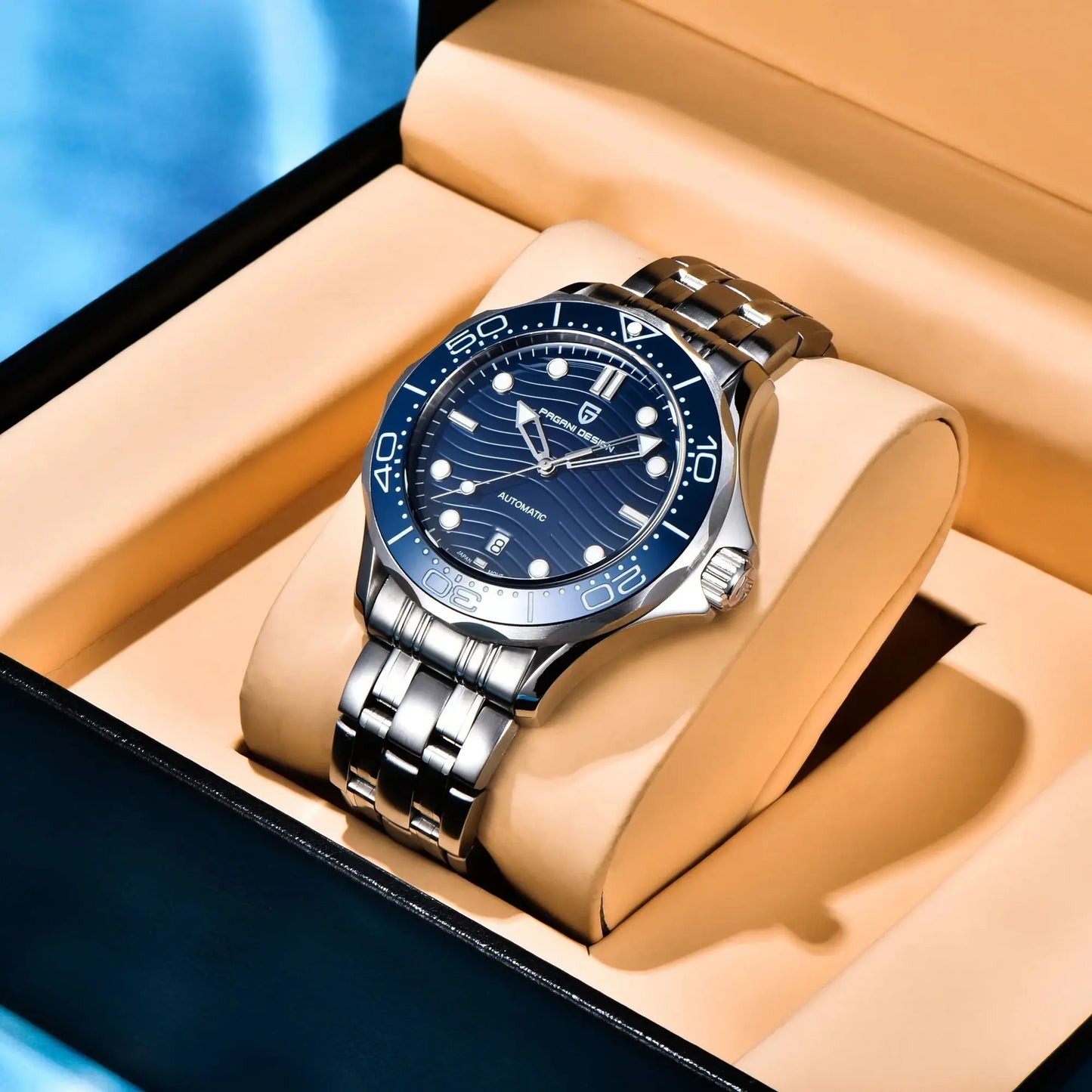 PAGANI DESIGN 2026 New V2 Waves 200M Relógio de mergulho automático masculino de luxo, cristal de safira, relógio de pulso masculino AR