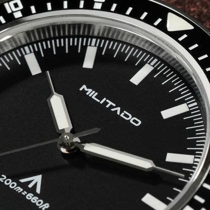 MILITADO ML25 VH31 Sweep Second Quartz Watch Men Swiss Ronda 515 Movement 200m Sapphire Crystal Ceramic Bezel 316L Steel Watches