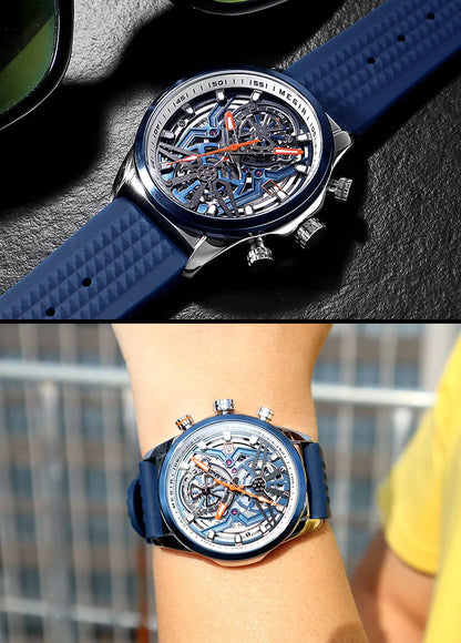 MEGIR Chronograph Quartz Watch Men Fashion Waterproof Yellow Silicone Strap Sport Wristwatch with Luminous Hands Auto Date 2235