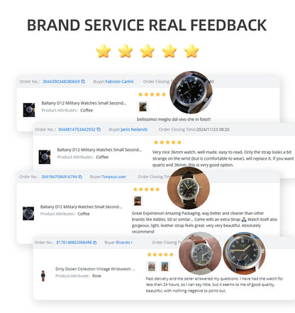 Baltany Dirty Dozen Watch Men's S2019 Military Vintage Wristwatch Small Seconds Hand VD78 Quartz Luminous 100M Waterproof Field Watch