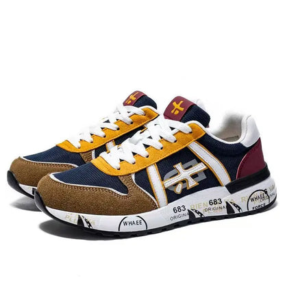 Baskets rétro de marque de luxe pour hommes et femmes, chaussures en maille respirante et en daim, semelle imprimée tendance, à lacets, baskets décontractées pour tous les jours