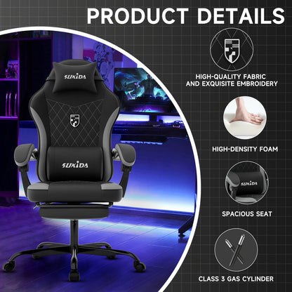 SUKIDA Gaming Chair High Back Ergonomic Computer Chair With Footrest Reclining Adult Comfortable Office Chair 