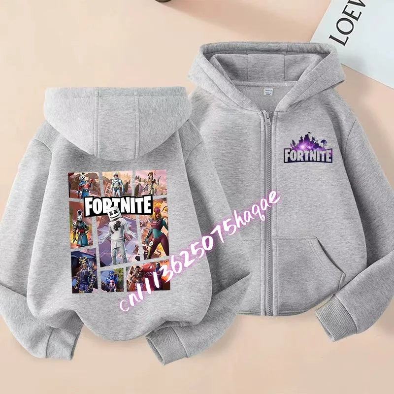 Kid Outdoor Jacket Cartoon FORTNITED Girl Boy Sweatshirt Coat High-Quality Thin Windbreaker Girl Autumn Zip Jacket Clothing Tops