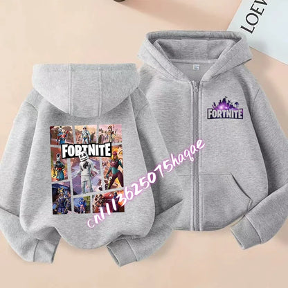Kid Outdoor Jacket Cartoon FORTNITED Girl Boy Sweatshirt Coat High-Quality Thin Windbreaker Girl Autumn Zip Jacket Clothing Tops