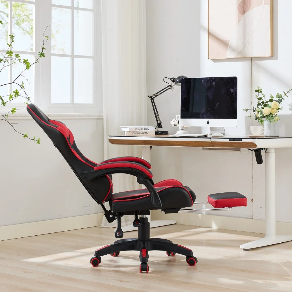 Ergonomic Gaming Chair 360° Reclining Office Chair with Footrest, Adjustable Height Racing Chair with Lumbar Support and Headrest