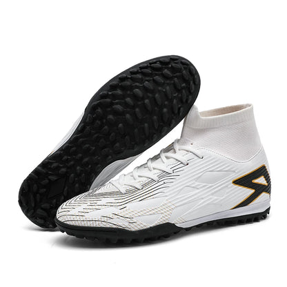 Nouvelles chaussures de football pour hommes, chaussures de football montantes, baskets d'extérieur antidérapantes, crampons de haute qualité pour futsal, intérieur et gazon, meilleures ventes