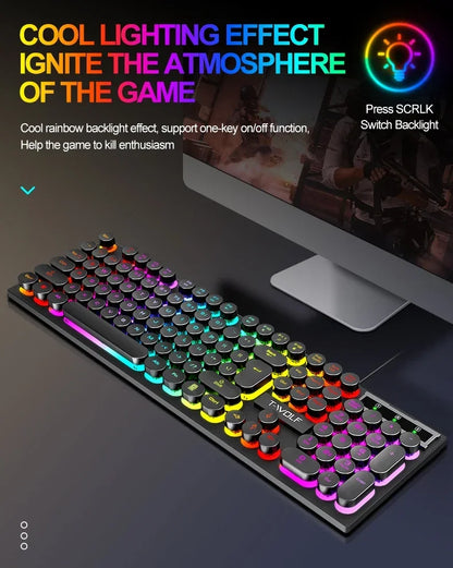 2026NEW RGB Gaming Mechanical Keyboard USB Wired 104 Keys Keyboard Backlit Black Red Blue Light for Computer Laptop Pro Keyboard
