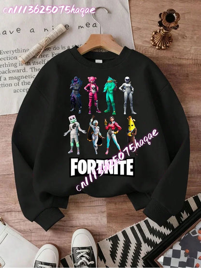New Fortnite Kids Sweatshirts Cartoon Game Character Printed Hoodie Autumn Casual Children Tops Winter Baby Boys Clothing