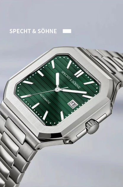 2025 Specht & Söhne Men's Classic Cubic Automatic Mechanical Watch 50M Waterproof Luminous Sapphire Crystal Reloj Hombre 41MM