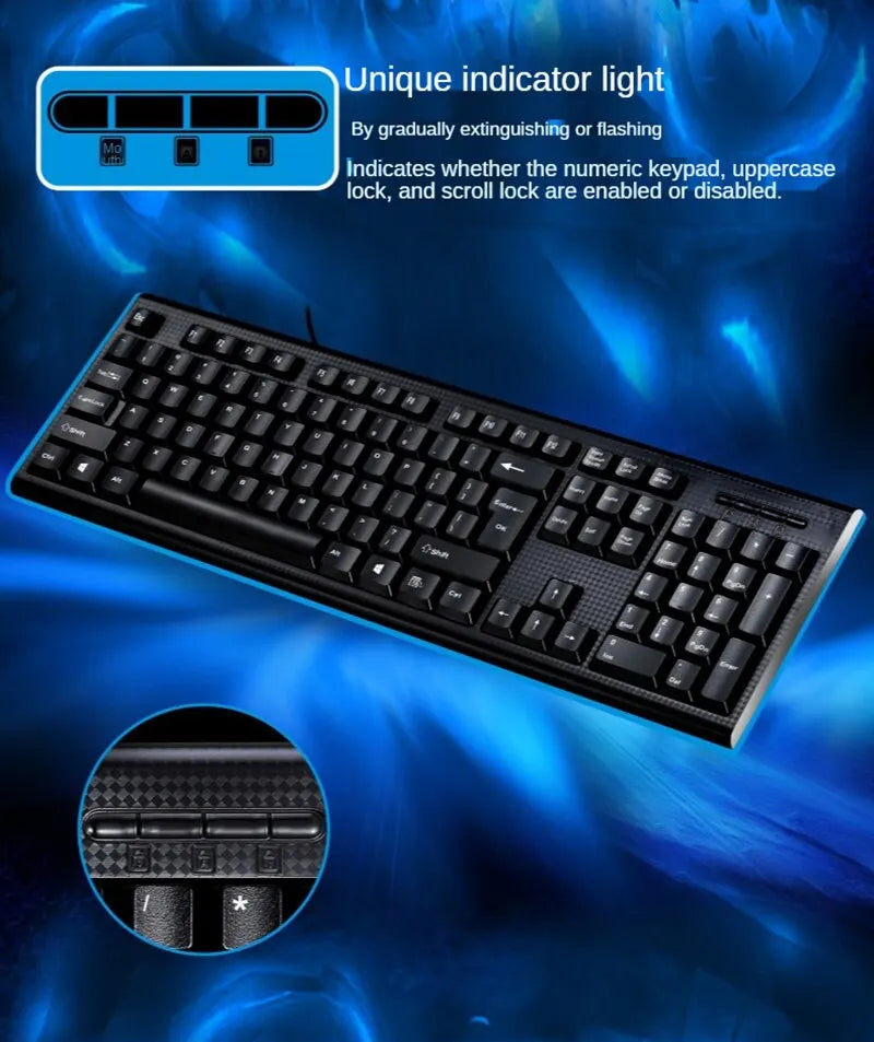 Q9 Einzeltastatur USB, quadratischer Anschluss, für Business, Büro und Zuhause, PS2-Rundanschluss, kabelgebunden, für Desktop-Computer