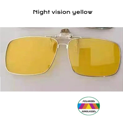 REXXAR Mens Metal Clip on Sunglasses Polarized Eyeglasses UV400 Women Square Night Vision Driving Sun Glasses