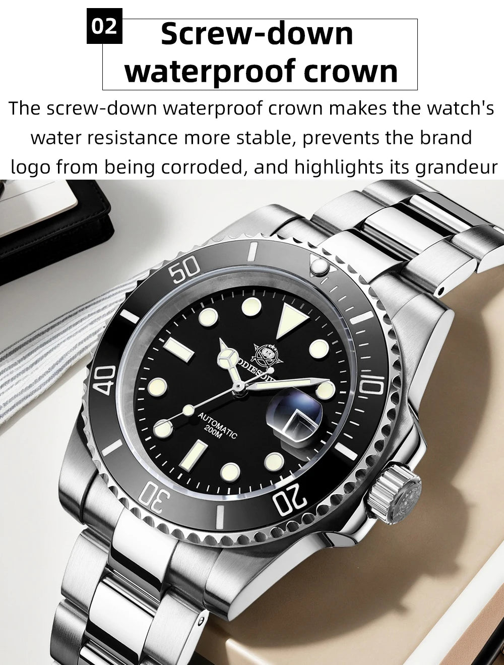 ADDIESDIVE Luxury Men's Automatic Watch 8215 Mechanical Watch BGW9 Luminous Sapphire Glass Diver's Watch Men Analog Watch AD2503