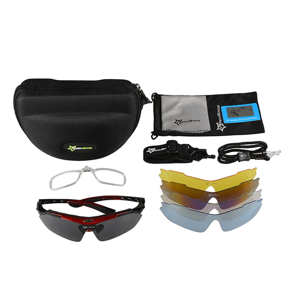 ROCKBROS Polarized Cycling Glasses Sunglasses Men Women Mtb Bike Road Eyewear Bicycle Riding Outdoor Sport Hiking Goggles 5 Lens