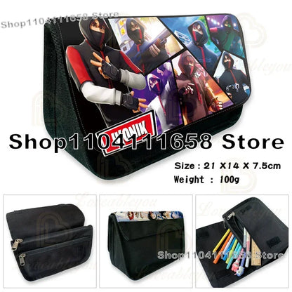 Fortnite Large Capacity Waterproof Velcro Pencil Case, Student Black Estuche Stationery School Pennenzak Supplies