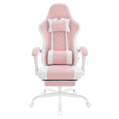 WOLTU Swivel Computer Chair with Massage Function Ergonomic Office Chair with Pillow & Footrest Height Adjustable Gaming Chair
