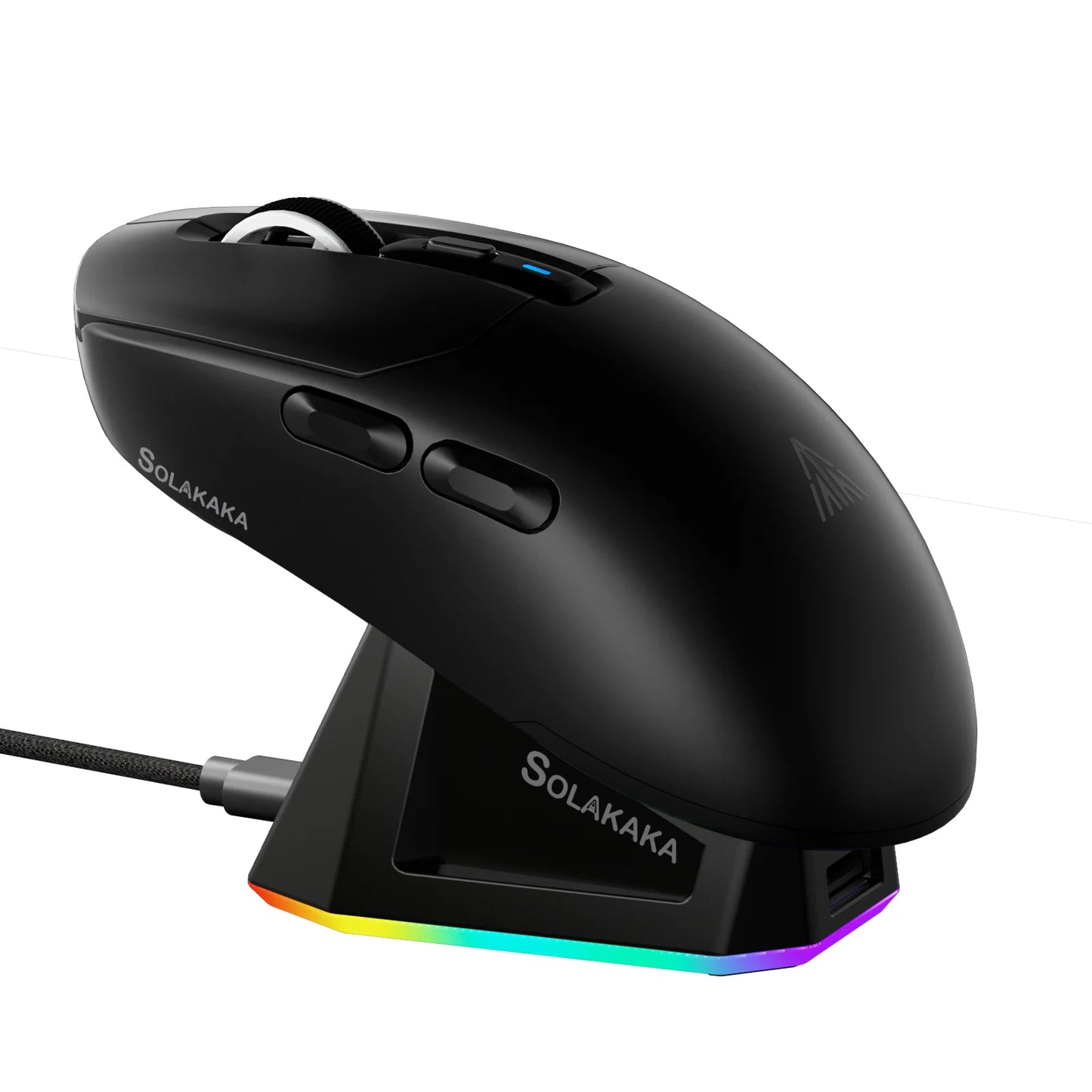 SOLAKAKA SM820 Tri-Mode Wireless Gaming Mouse with RGB Charging Dock, PAW3311 Sensor, 26000 DPI, Ultra-Light Rechargeable Wireless Gaming Mouse