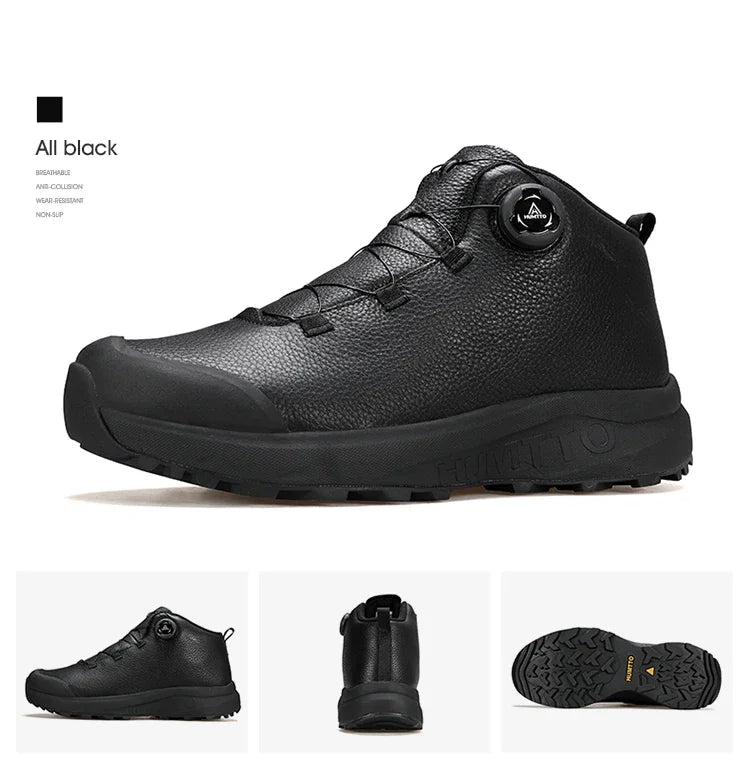 Pantofi din piele HUMTTO pentru bărbați, pentru iarnă, camping și activități în aer liber, pantofi sport pentru bărbați, bocanci de trekking respirabili, adidași antiderapanti pentru drumeții