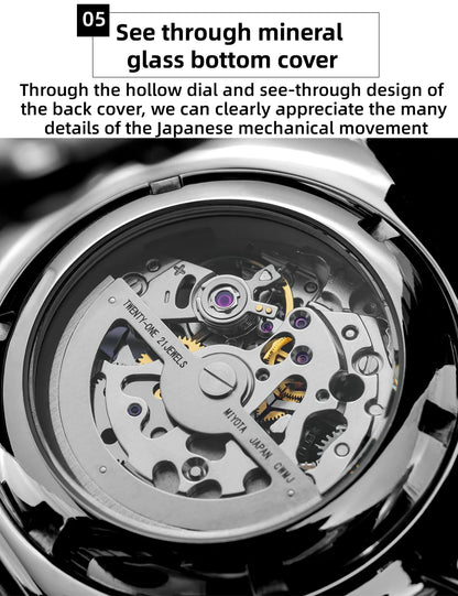 ADDIESDIVE luxury men's skeleton automatic watch sapphire glass BGW9 luminous diver's watch 200m men analog mechanical watches