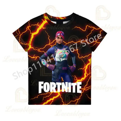 Children 100-160cm Hot Sale F-Fortnited Summer Boy T-shirt for Toddler Baby Funny Game T Shirts Fashion Girls Boys Birthday Gift
