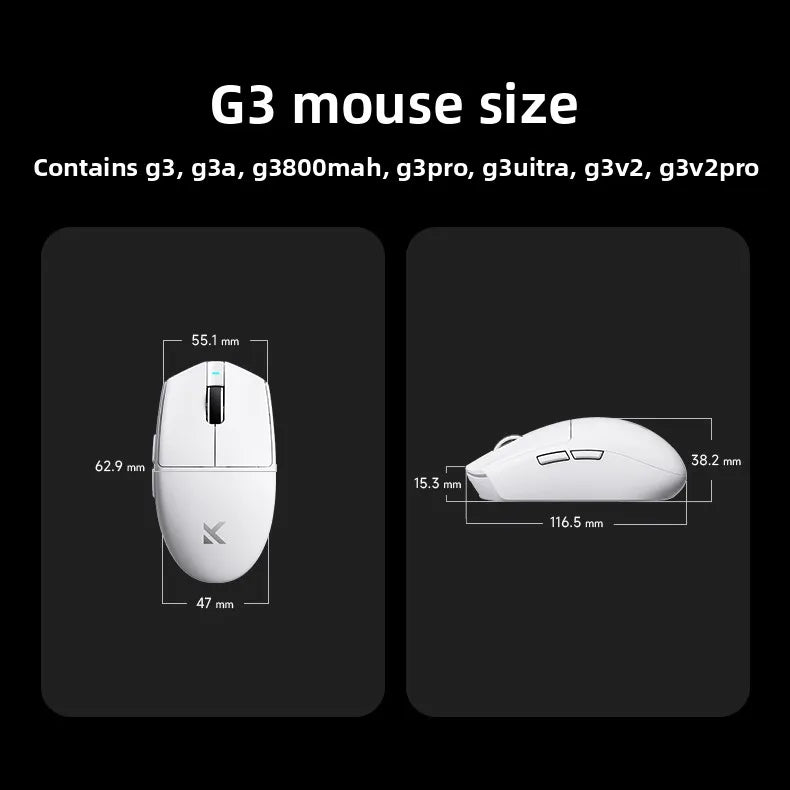 Ratón inalámbrico MCHOSE G3 V2 PRO Bluetooth trimodo ergonómico y ligero para portátil, oficina, gaming y accesorios de ordenador