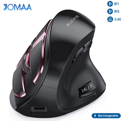Jomaa 2.4G+Bluetooth vertikale kabellose Maus für Apple Mac Laptop Notebook, 9 Tasten, wiederaufladbare Gaming-Maus für PC iPad
