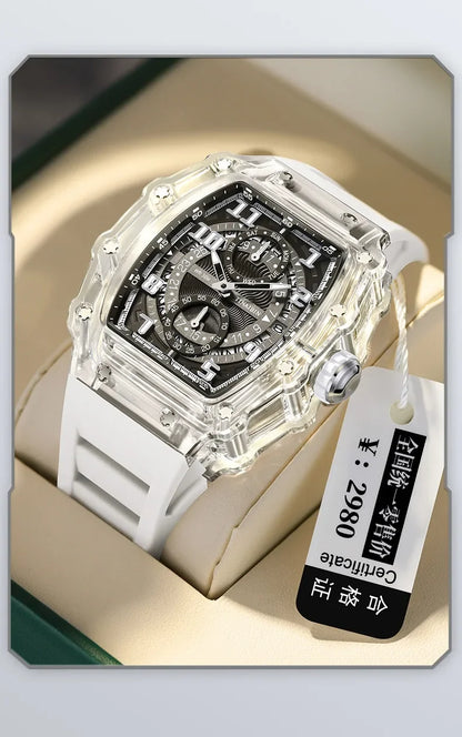 Unique Blue Fashion Brand Men's Watches Silicone Strap Waterproof Out Door Sport Military Watches for Men Multi Function Luxury