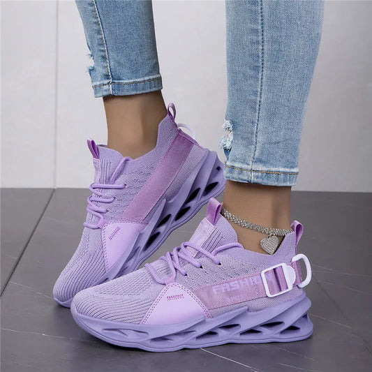 Hot Sale Fashion Purple Casual Sneakers Women Men Blade Running Shoes Big Size 48 Light Breathable Sports Shoes Men Mesh Sneakers