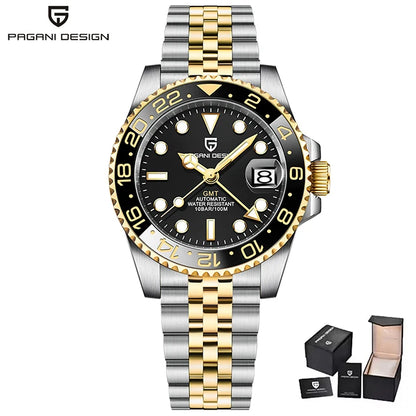 New PAGANI DESIGN Top Brand GMT Mens Wristwatch Sapphire Glass Automatic Men's Watch 100M Waterproof 40mm Men Mechanical Watches