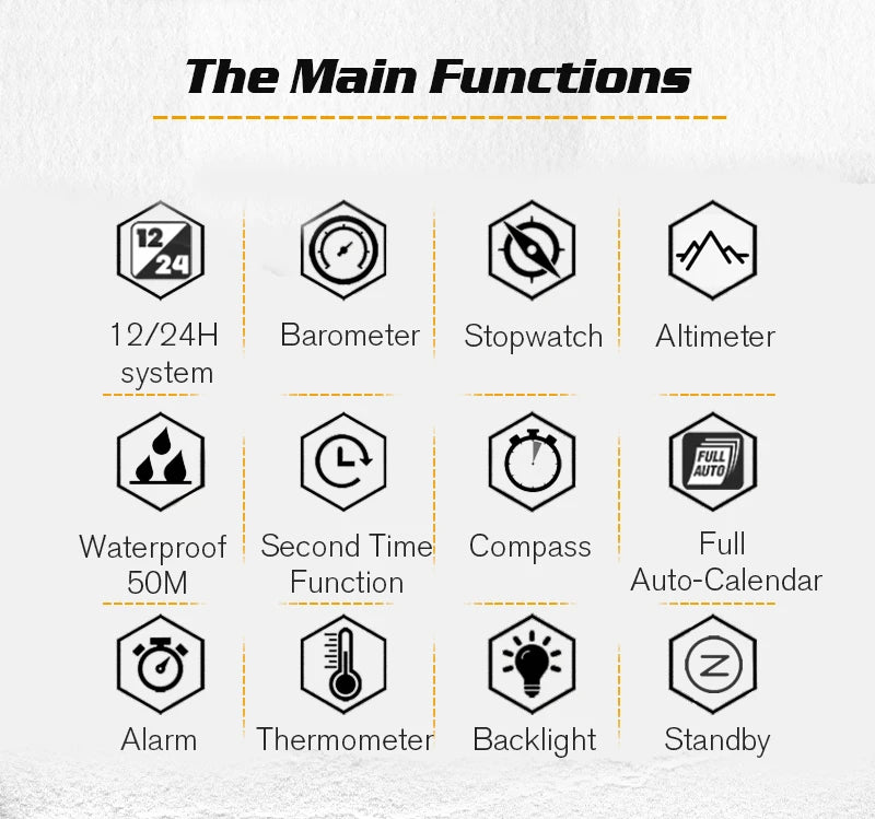 NORTH EDGE Men's Sports Digital Watches Business Luxury Watch For Men Waterproof 50M Altimeter Barometer Compass Luminous Clock