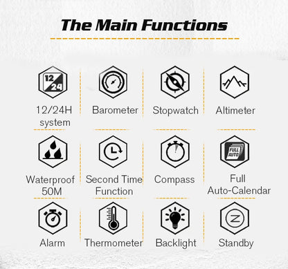 NORTH EDGE Men's Sports Digital Watches Business Luxury Watch For Men Waterproof 50M Altimeter Barometer Compass Luminous Clock