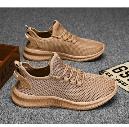 Antislip casual herensneakers, ademend, voor buiten, joggen, training, wandelen, sport, hardlopen, outdoor, geweven, gebreid, veterschoenen