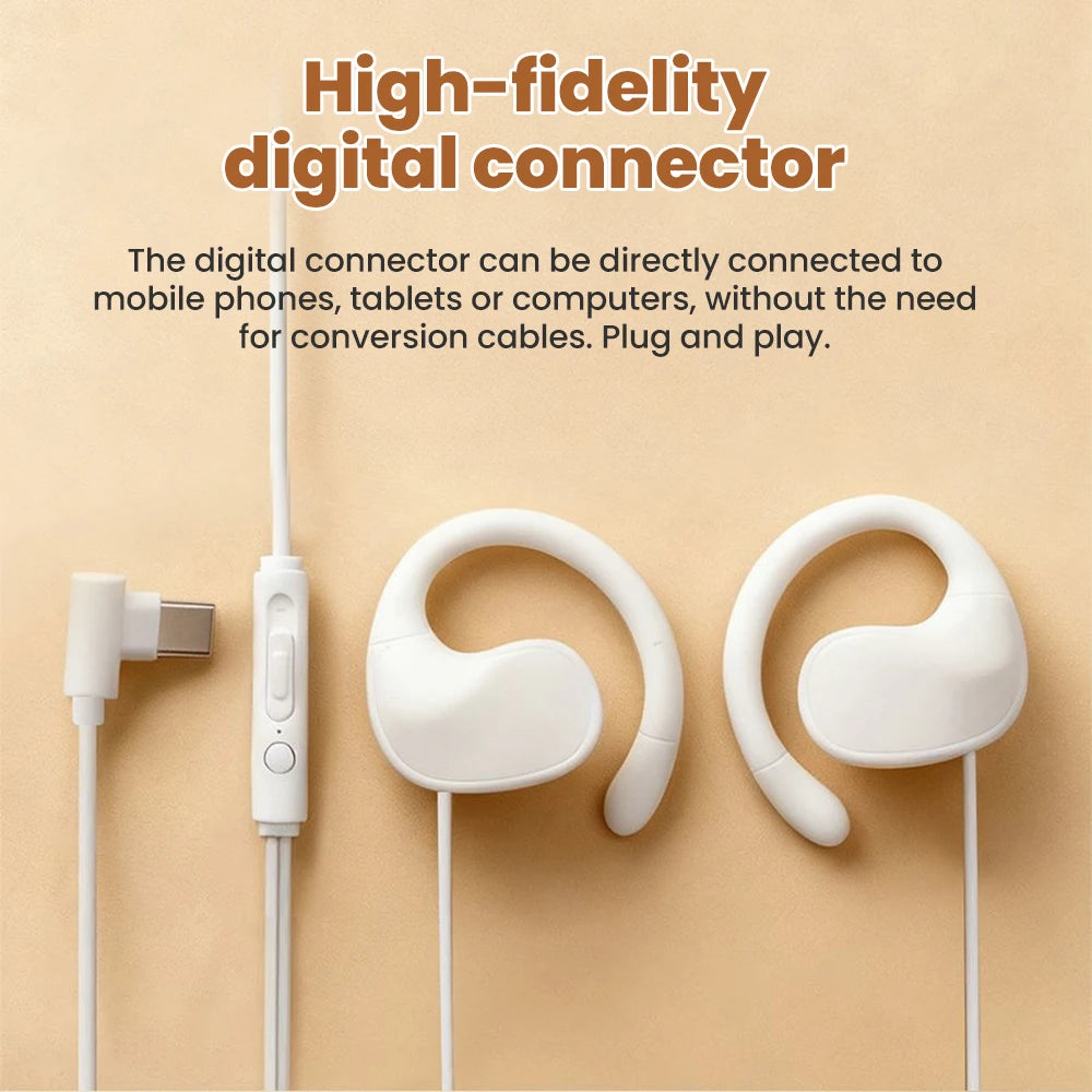 Écouteurs filaires supra-auriculaires 3,5 mm/Type C, écouteurs filaires à clipser, son surround Hi-Fi, basses puissantes, écouteurs sportifs pour jeux avec micro