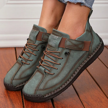 Handmade Leather Women’s Loafers Casual Comfortable Soft-Soled High-Quality Motorcycle Boots Fashionable British Tennis Nude Boots