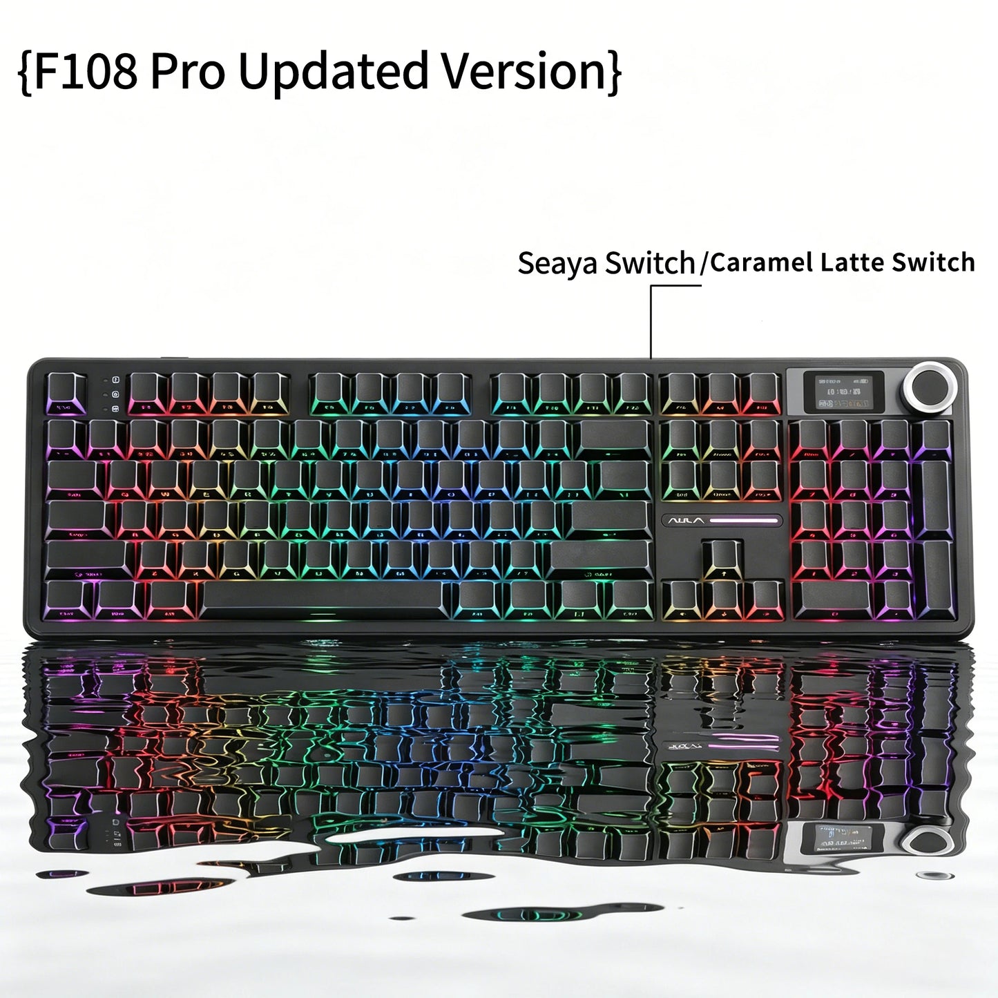 AULA F108 Pro mechanical keyboard 100& layout Bluetooth 2.4G wired gaming keyboard With hot-swappable gasket structure RGB light