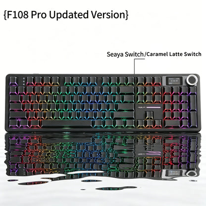 AULA F108 Pro mechanical keyboard 100& layout Bluetooth 2.4G wired gaming keyboard With hot-swappable gasket structure RGB light