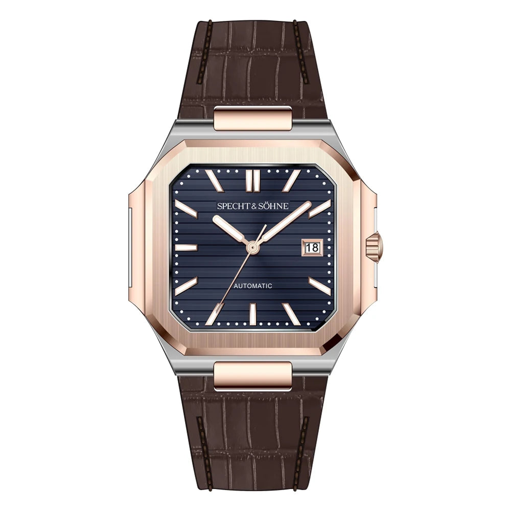2025 Specht & Söhne Men's Classic Cubic Automatic Mechanical Watch 50M Waterproof Luminous Sapphire Crystal Reloj Hombre 41MM