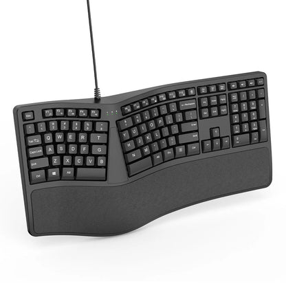 Teclado ergonómico dividido K9 USB com fios, com apoio para pulsos, 110 teclas, teclado gaming para escritórios profissionais