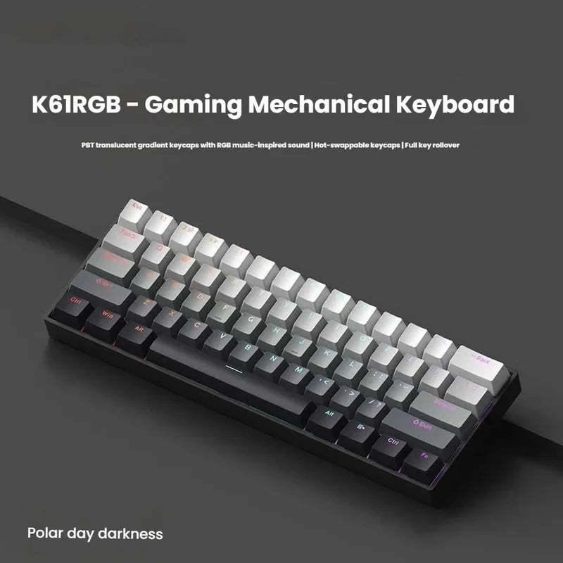 Clavier mécanique filaire K61 USB Mini Gaming, remplaçable à chaud, avec câble détachable