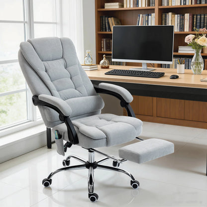 Massage- und beheizter Bürostuhl, Bürostuhl, höhenverstellbar, verstellbare Rückenlehne, 65x70x111-119cm, grau