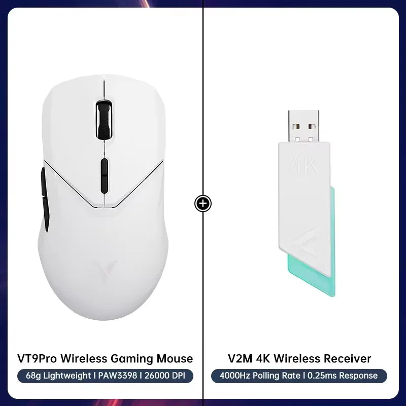 Rapoo VT9PRO PAW3398 Wireless Gaming Mouse 68g Wired Programmable Ergonomic Mice 26000DPI Type C Rechargeable Pc Gamer Accessory