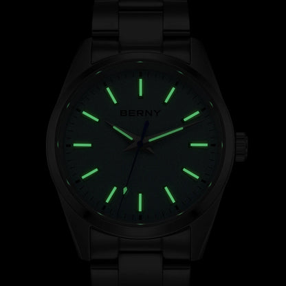 BERNY Men's Watch Luminous AR Sapphire 10ATM Classic  Dress Business Quart Watches for Men Fashion Casual Wristwatch