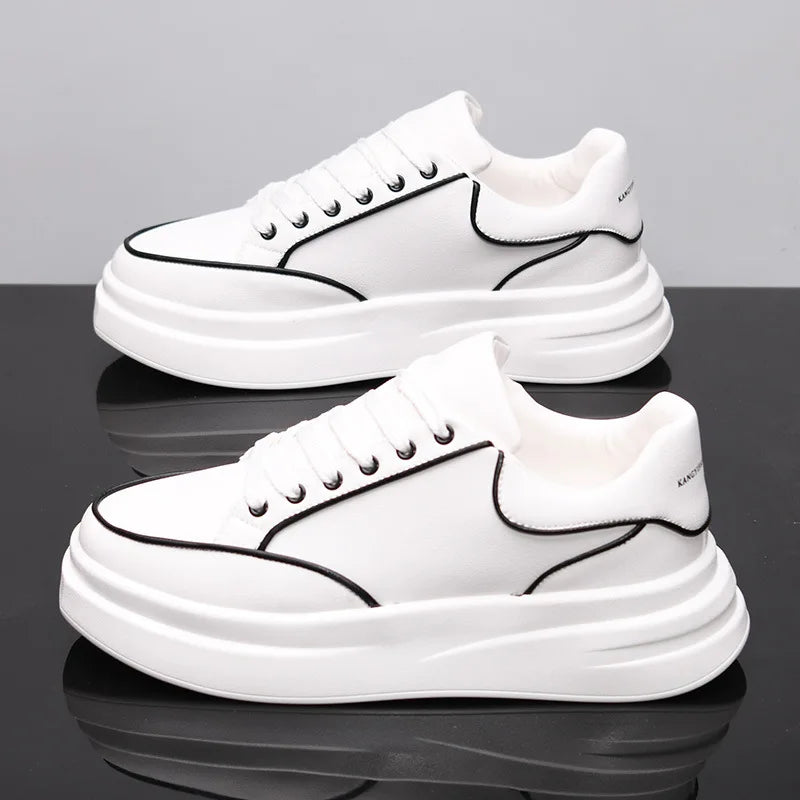 Zapatos blancos pequeños para pareja, zapatos de hombre, zapatillas deportivas de mujer, zapatillas de hombre, zapatillas deportivas informales con aumento de altura en el interior
