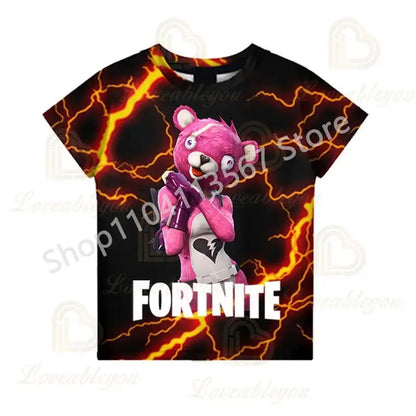 Children 100-160cm Hot Sale F-Fortnited Summer Boy T-shirt for Toddler Baby Funny Game T Shirts Fashion Girls Boys Birthday Gift
